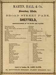 A 1858 advertisement of Martin Hall & Co Sheffield
