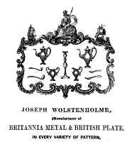 Trade card of Joseph Wolstenholme c. 1850
