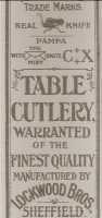 trade card of Lockwood Brothers - Sheffield