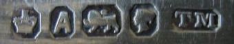 TM into a cut corners rectangle mark, Thomas Marples, Sheffield 1868
