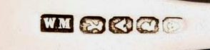 WM and English pseudo-hallmarks mark, William Moore , Cape Colony 1840 c.