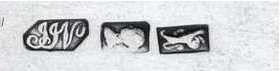 JJV in script and English pseudo-hallmarks mark, Jacobus Johannes Vos , Cape Colony 1860 c. JJV in script and English pseudo-hallmarks mark, Jacobus Johannes Vos , Cape Colony 1860 c.