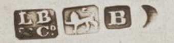 LB over &Co and English pseudo-hallmarks mark, Lattery Brothers, Calcutta end 19th c.