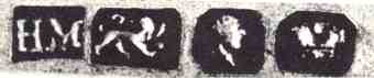 M and English pseudo-hallmarks mark, Henry Mignovitz , Halifax - Nova Scotia 1826 HM and English pseudo-hallmarks mark, Henry Mignovitz , Halifax - Nova Scotia 1826