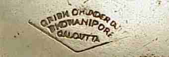  GRISH CHUNDER DUTT into a lozenge mark, Grish, Chunder & Dutt, Bhowanipore CALCUTTA - India v.1890-1900