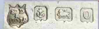 S.D over & over Co Ld into a shield  mark, Stewart Dawson & Co Ltd , Birmingham 1913