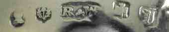 R&W into a shaped cartouche mark, Robb & Whittet, Edinburgh 1836