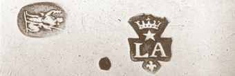 LA under a crown under a star over a fleur de lys mark, Paul de Lamerie, London 1716