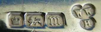 WW over H into a trefoil mark, W. W. Harrison & Co, Sheffield 1904