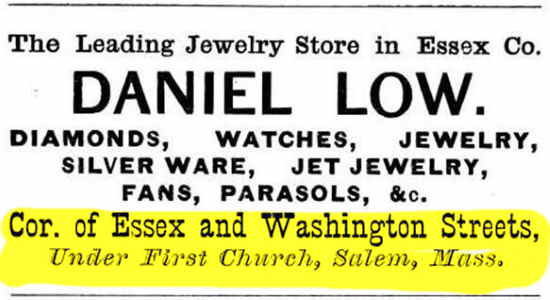 Daniel Low & Co store on Cor. of Essex and Washington Streets