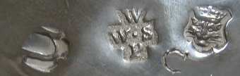 W over W.S over P in a cross shaped contour mark, William Shaw II & William Preist, London 1755