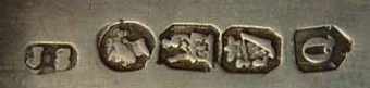 J.S into a chamfered rectangle mark, not identified, Dublin 1861