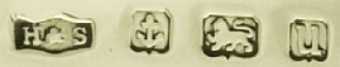 H&S into a wawy contour mark, Harrison & Sons, Birmingham 1919