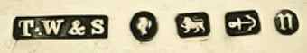 T.W&S into an oblong rectangle mark, not identified, Birmingham 1887