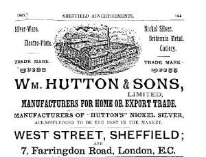 William Hutton & Sons Sheffield: a 1895 advertisement