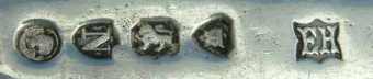 EH into a scalloped frame mark, William Hutton & Sons -Edward Hutton-, London 1888