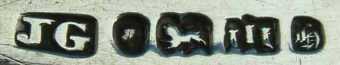 JG into a rectangle mark, John Golding, Exeter 1844