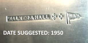 Walker & Hall silverplate mark 'X' into a pentagon, date suggested 1950