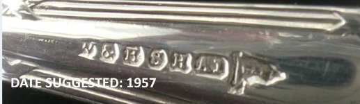 Walker & Hall silverplate mark 'H' into a lobed contour, date suggested 1957