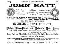 a 1891 advertisement of John Batt & Co Sheffield
