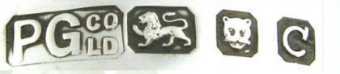 PG Co Ld into an oblong chamfered rectangle mark, Park Green & Co Ltd, London 1958