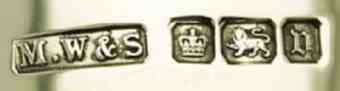 M.W & S into an oblong rectangle mark, Mark Willis & Son Ltd, Sheffield 1913