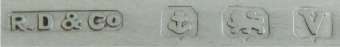 R.D&Co into an oblong chamfered rectangle mark, R Davis & Co, Birmingham 1945