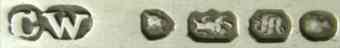 CW into two conjoined circles mark, Charles Wallis, London 1853 CW into two conjoined circles mark, Charles Wallis, London 1853