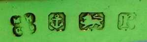 MH over & Co Ld into a quatrefoil mark, Martin Hall &a Co Ltd, Birmingham 1916