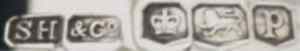 SH  & Co into two rectangles mark, Sidney Hall & Co  possibly- , Sheffield 1932