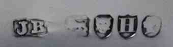 JB into a chamfered rectangle  mark, Jane Brownett (entered 1868) or John Batson (entered 1874), London 1883