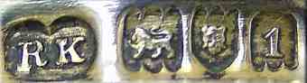 RK into two conjoined circles mark, Rubin Koshr, London 1906