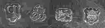 PP in script under a star into a trefoil mark, Pezé Pilleau, London 1751 PP in script under a star into a trefoil mark, Pezé Pilleau, London 1751