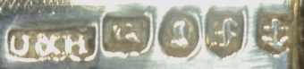 U & H into a rectangle mark, Unite & Hilliard -George Unite & James Hilliard-, Birmingham 1829