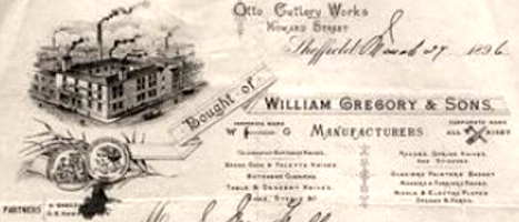 1896 invoice head of William Gregory & Sons, Sheffield
