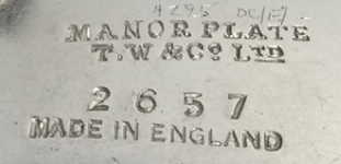 Travis Wilson & Co - Sheffield; MANOR PLATE