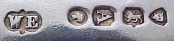 WE into a shield mark, William Edwards, London 1876