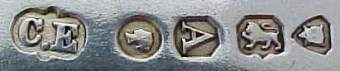 C.E into a shield mark, Charles Edwards, London 1876