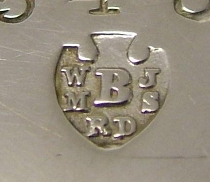 B WMJS  RD into a shield mark, William, Michael & John Barnard & Sons with Robert Dubock, London 1900