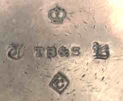 Thomas Bradbury & Sons silverplate mark, date 1852, C into a lozenge