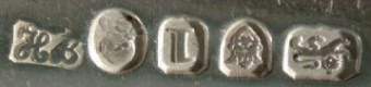 HB in script mark, Hester Bateman, London 1786 HB in script mark, Hester Bateman, London 1786