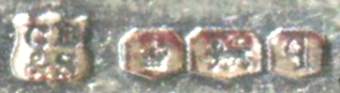 G B over & S into a shield mark, not identified, Sheffield 1933 G B over & S into a shield mark, not identified, Sheffield 1933