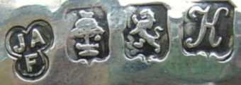 J A over F into a trefoil  mark, John A Fetter, Glasgow 1907