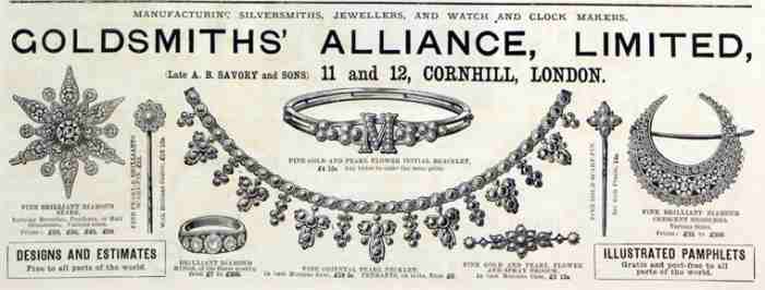 Goldsmiths' Alliance: 1890 advertisement