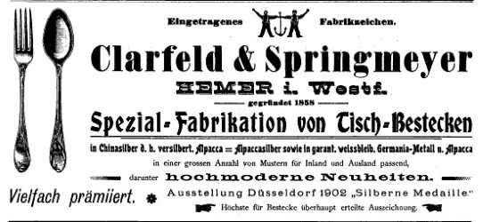 Clarfeld & Springmeyer ancient advertisement