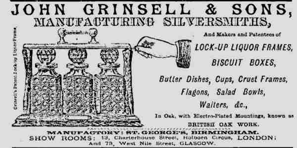 Ancient advertisement John Grinsell & Sons