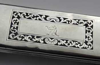 cut glass box with silver lid bearing family crest of ANDERSON, BASTARD  and many other families of England, Scotland and Ireland