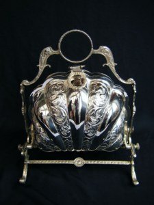 silverplate folding biscuit box