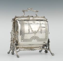 silverplate folding biscuit box