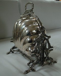 silverplate folding biscuit box